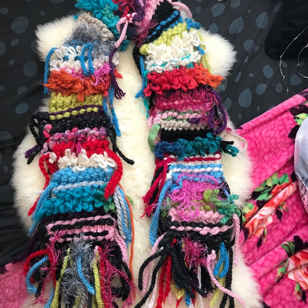Unique hand knit scarf. One if a kind New
